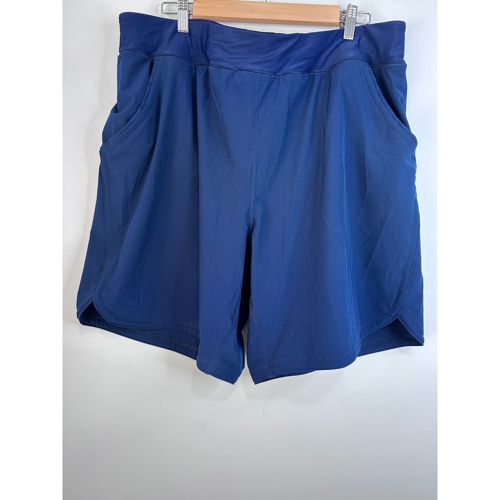 Lands End Navy Blue Board Shorts Womens 20W Plus Size Active Swim Pockets Liner